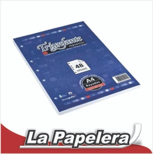 REPUESTO 5 PERF. TRIUNFANTE RAYADO A4  X 48 HOJAS (3893)