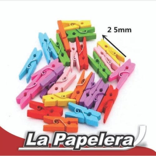 BROCHES DE MADERA 25mm X 50 PCS COLORES (4033)