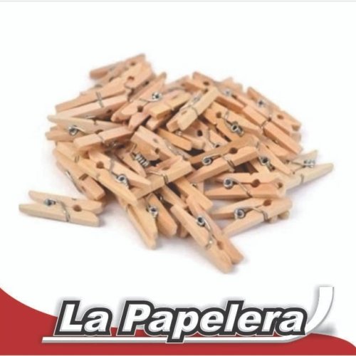 BROCHES DE MADERA 35mm X 50 PCS NATURAL (4034)