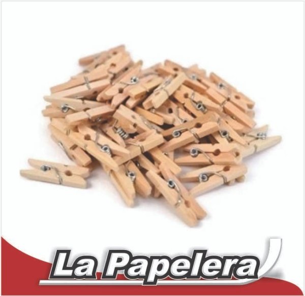 BROCHES DE MADERA 35mm X 50 PCS NATURAL (4034)