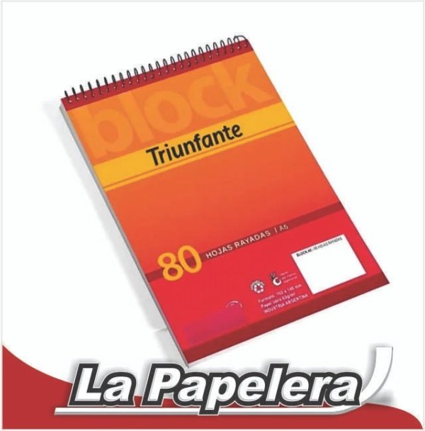 BORRADOR 80H. TRIUNFANTE A6 C/ESPIRAL RAYADO (4121)