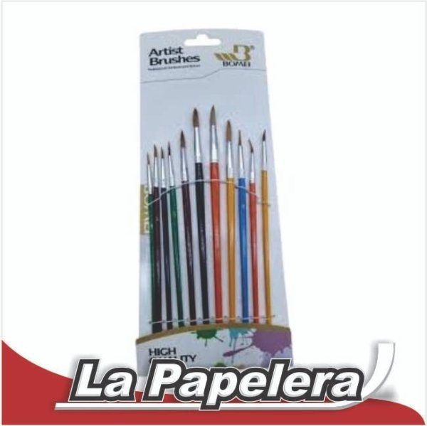 KIT PINCELES X 12 UN.PUNTA P/ REDONDA (4130)