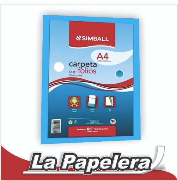 CARPETA A4 CON 20 FOLIOS SIMBALL TURQUESA (4331)