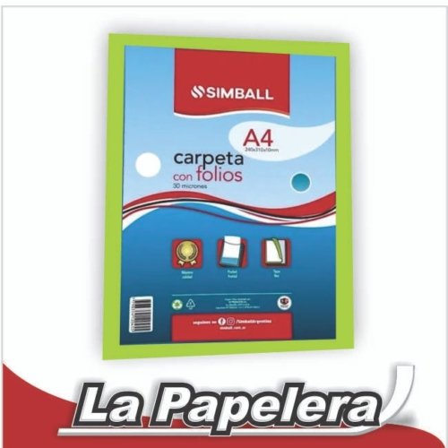 CARPETA A4 CON 20 FOLIOS SIMBALL VERDE LIMA (4332)
