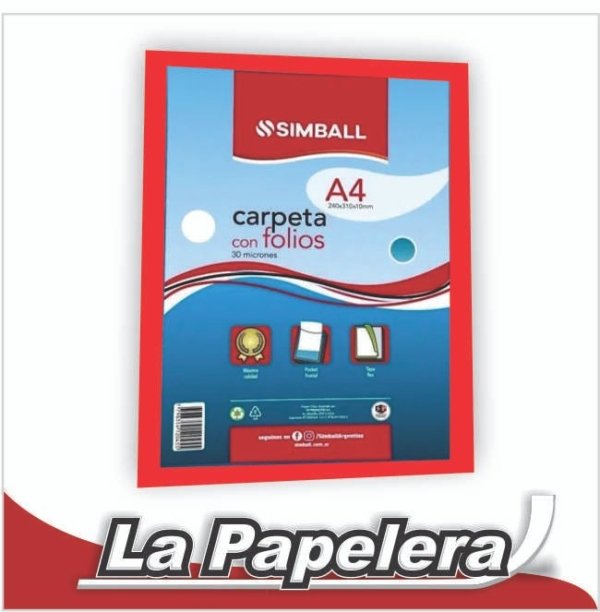 CARPETA A4 CON 20 FOLIOS SIMBALL ROJO (5272)