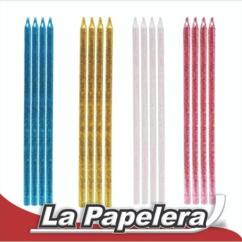 VELA FINITA CON GLITTER 14CM X UNIDAD (5337)