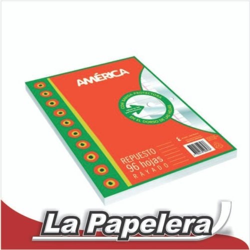 REPUESTO 3 PERF. AMERICA RAYADO X 96 HOJAS (5558)