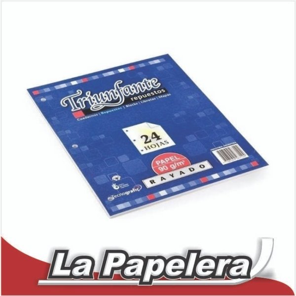 REPUESTO 3 PERF. TRIUNFANTE RAYADO X 24 HOJAS (5559)