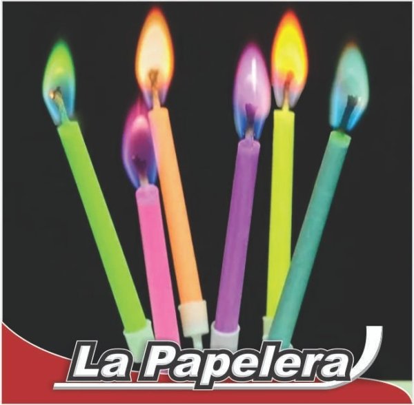 VELA FINITA FLUO LLAMA DE COLOR X 5 (5564)