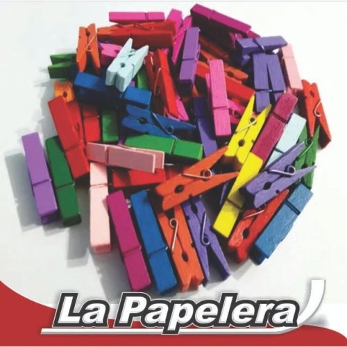 BROCHES DE MADERA 35mm X 50 PCS COLORES (5655)