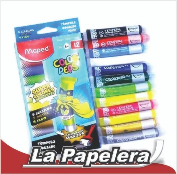 TEMPERA MAPED SURT. (6COLOR+2METAL+4FLUOR) 12 UNDADES (5717)
