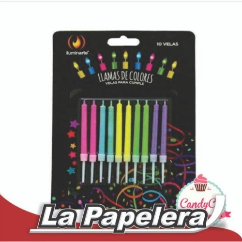 VELA FINITA FLUO LLAMA DE COLOR X 10 (5752)