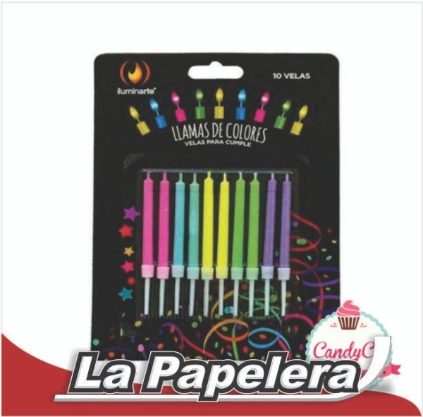 VELA FINITA FLUO LLAMA DE COLOR X 10 (5752)