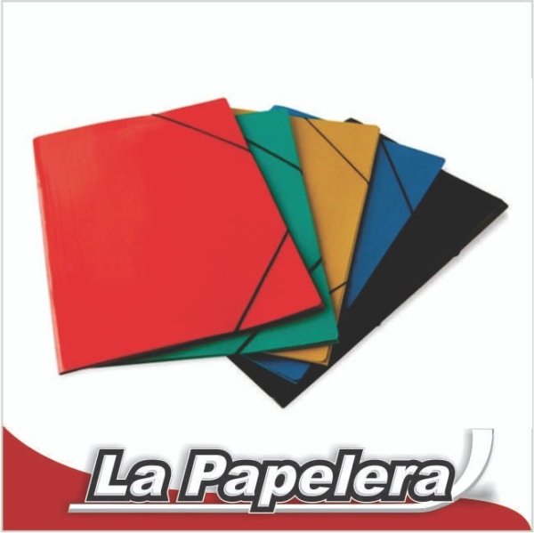CARPETA CARTULINA OFICIO 3 SOLAPAS CON ELASTICO COLORES (5906)