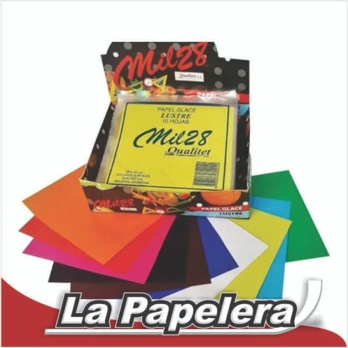006113.jpg PAPEL GLACE 10X10CM LUSTRE 10 HOJAS COLORES MIL28 (6113)