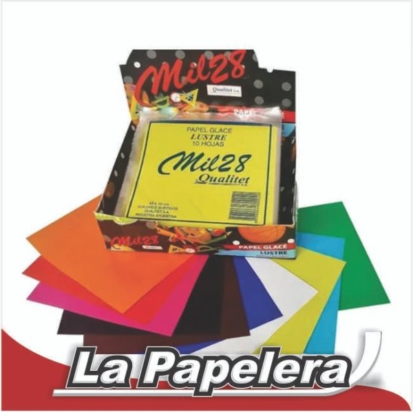 PAPEL GLACE 10X10CM LUSTRE 10 HOJAS COLORES MIL28 (6113)