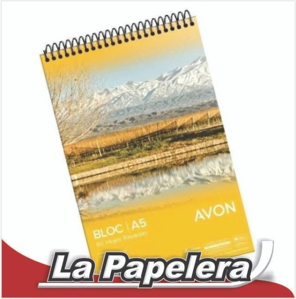 BORRADOR 80H. AVON A5 C/ESPIRAL RAYADO (6385)