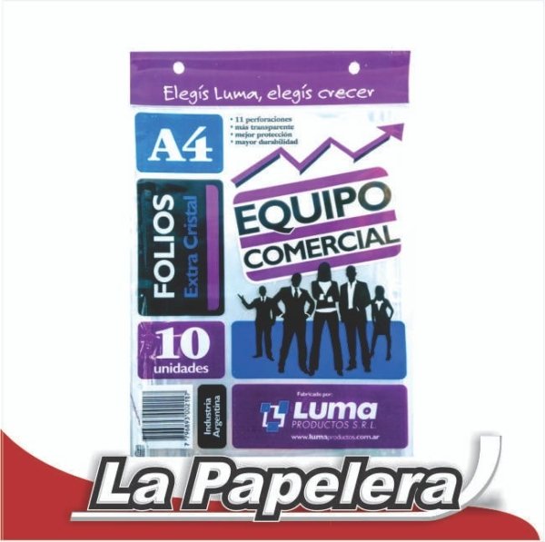 FOLIOS LUMA A4 X 10 EQUIPO COMERCIAL (6433)