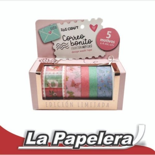 CINTA WASHI TAPE BOX 5 ROLLOS DE 4MTS COLECCION TRAVEL (6740)