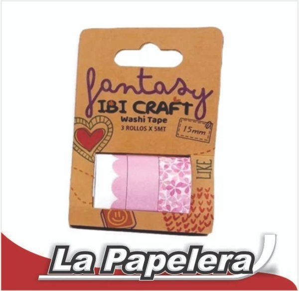 CINTA WASHI TAPE DISPLAY 3 ROLLOS DE 5MTS "PINK" (6742)