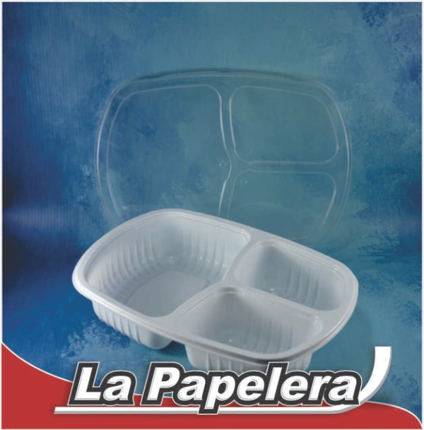 GVT BANDEJA PP 3 DIV. BLANCA G330 268X183X53 (2834)