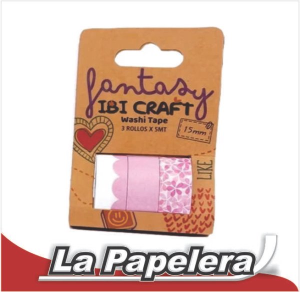 CINTA WASHI TAPE DISPLAY 3 ROLLOS DE 5MTS "PINK" (6742)